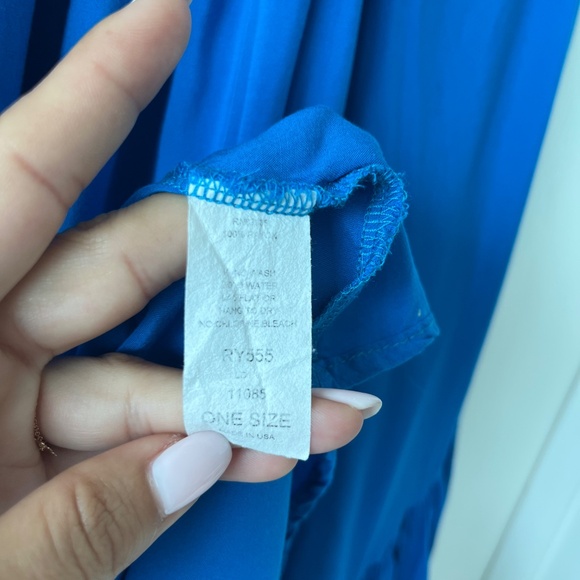 Elan Royal Blue Flowy Off-Shoulder Top with Ruffle Sleeves – One Size - Picture 6 of 7